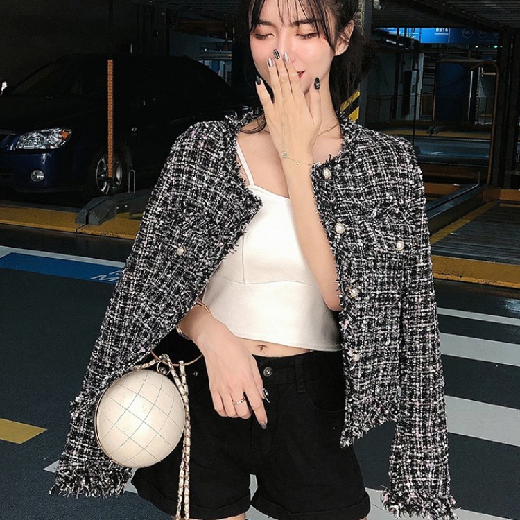 Autumn women Tweed Jacket high quality Small Fragrance Korean Short Elegant Patchwork Female 210519
