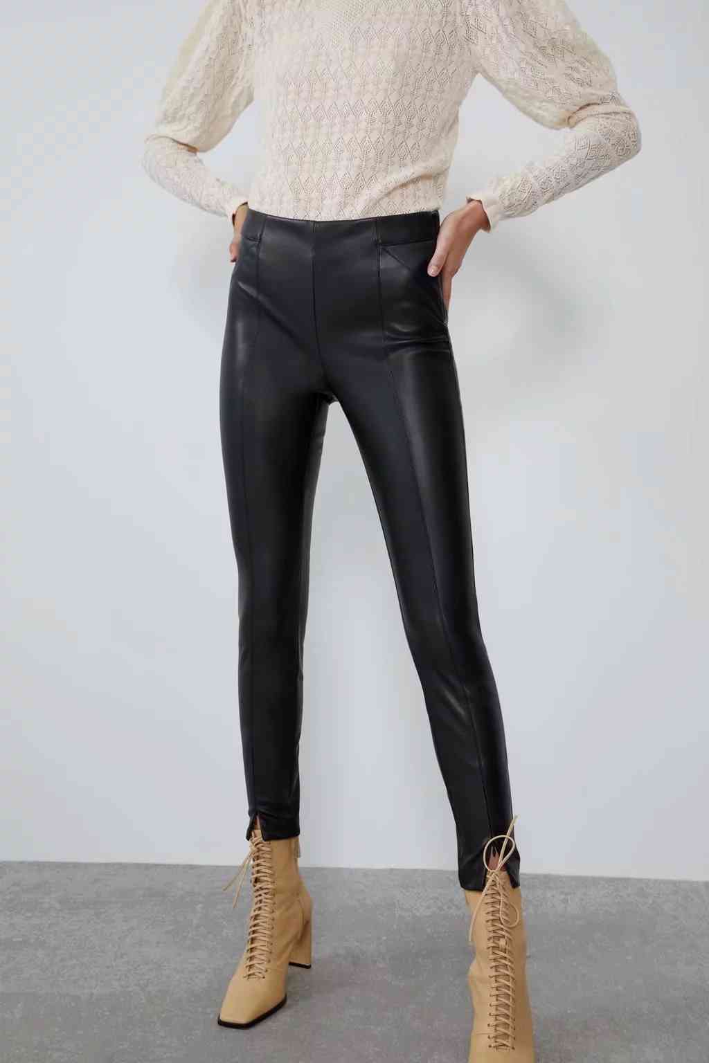 Winter thick PU Leather Pants women elastic high waist pants Sexy zipper skinny joggers streetwear long pencil Trousers 210521