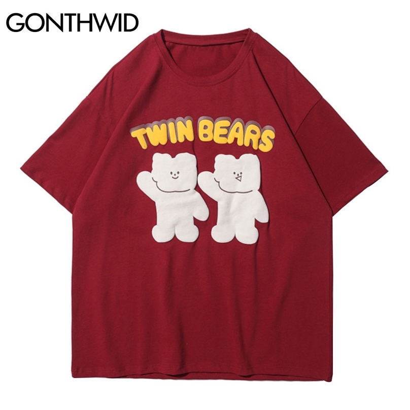 Tshirts Harajuku Cartoon Twin Bears Streetwear Tees Shirts Hip Hop Casual Cotton Short Sleeve T-Shirts Mens Loose Tops 210602, Green
Tshirts Harajuku Cartoon Twin Bears Streetwear Tees Shirts Hip Hop Casual Cotton Short Sleeve T-Shirts Mens Loose Tops 210602, Green