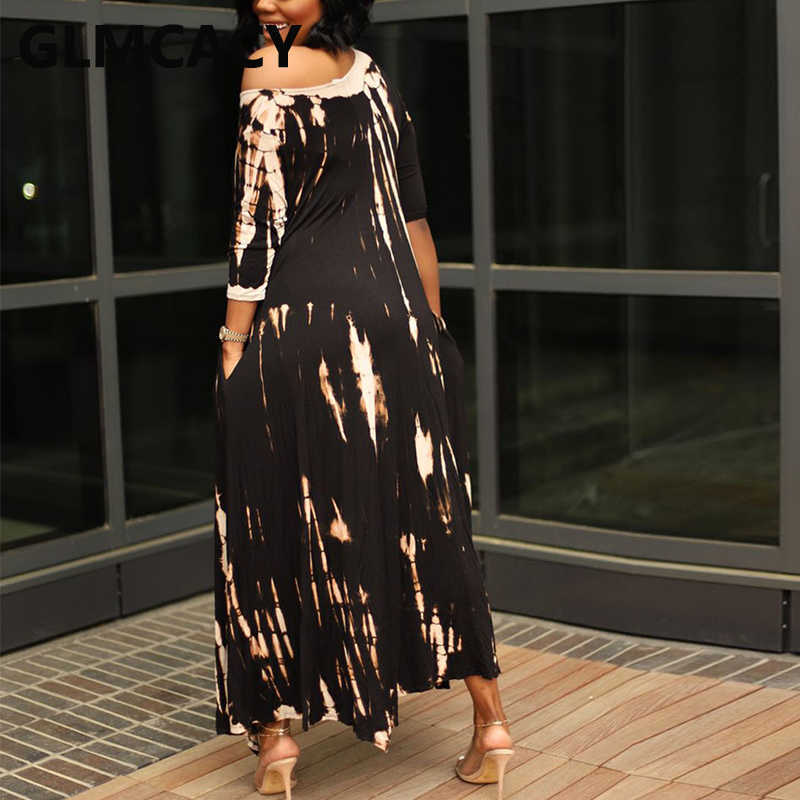 Tie Dye Off Shoulder Causal Maxi Dress 210702