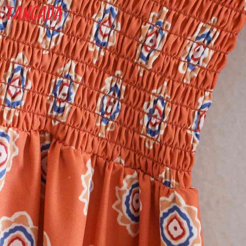 Fashion Women Vintage Flowers Print V Neck Sleeve Casual Female Long Dress XN309 210416