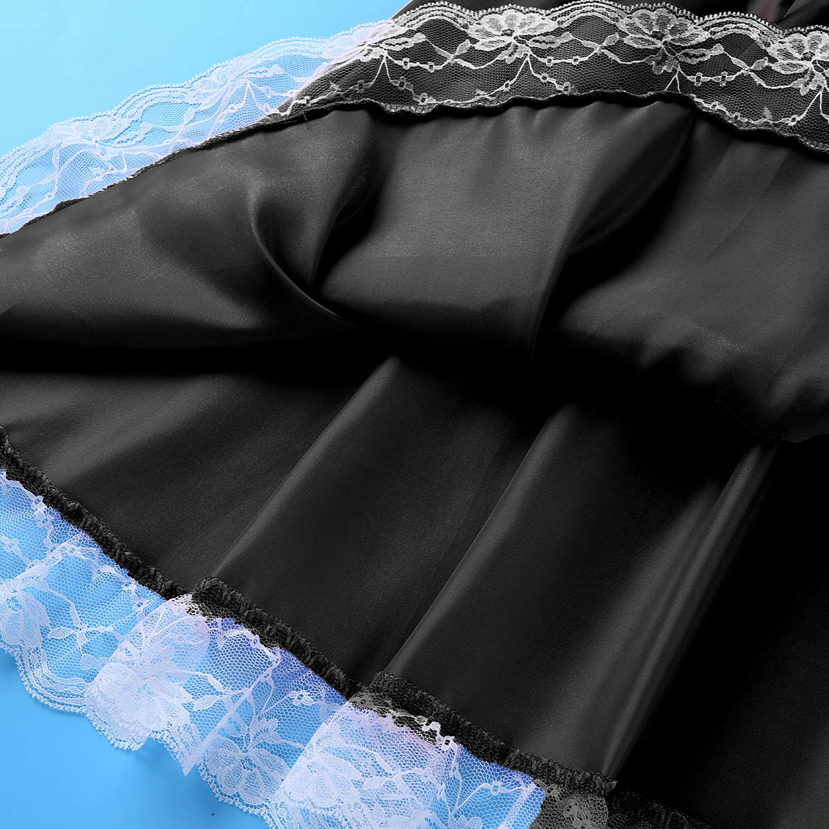 iiniim Mens Sissy French Maid Uniform Fancy Dress Sexy Funny Costumes Clubwear Parties Satin Dress with Choker and Headband L0407