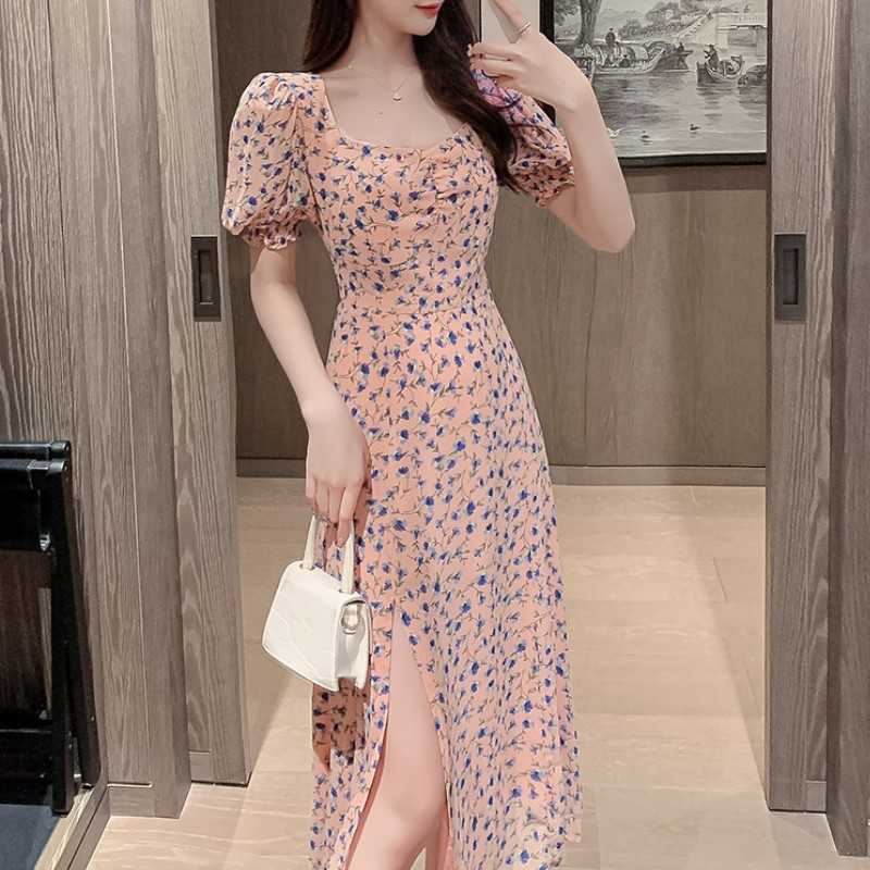 Korean Summer Elegant Women Square Collar Puff Sleeve Floral Chiffon Dress Vestidos Retro High Waist Slim Sexy Split 210526, Picture color
Korean Summer Elegant Women Square Collar Puff Sleeve Floral Chiffon Dress Vestidos Retro High Waist Slim Sexy Split 210526, Picture color
