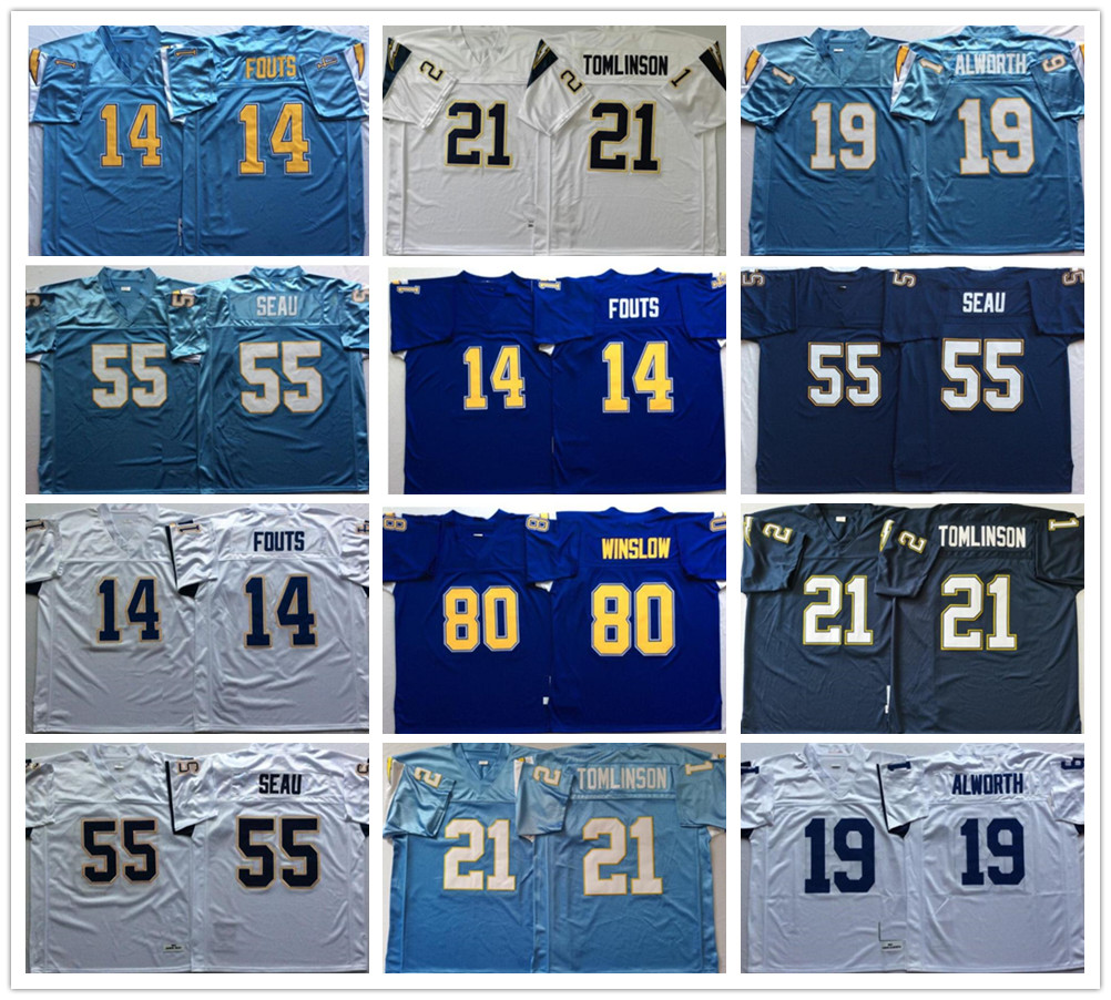 Vintage 1987 Mens 21 LaDainian Tomlinson 14 Dan Fouts 55 Junior Seau 19 Lance Alworth 80 Kellen Winslow Football Jerseys 75TH PATCH, As shown in illustration
Vintage 1987 Mens 21 LaDainian Tomlinson 14 Dan Fouts 55 Junior Seau 19 Lance Alworth 80 Kellen Winslow Football Jerseys 75TH PATCH, As shown in illustration
