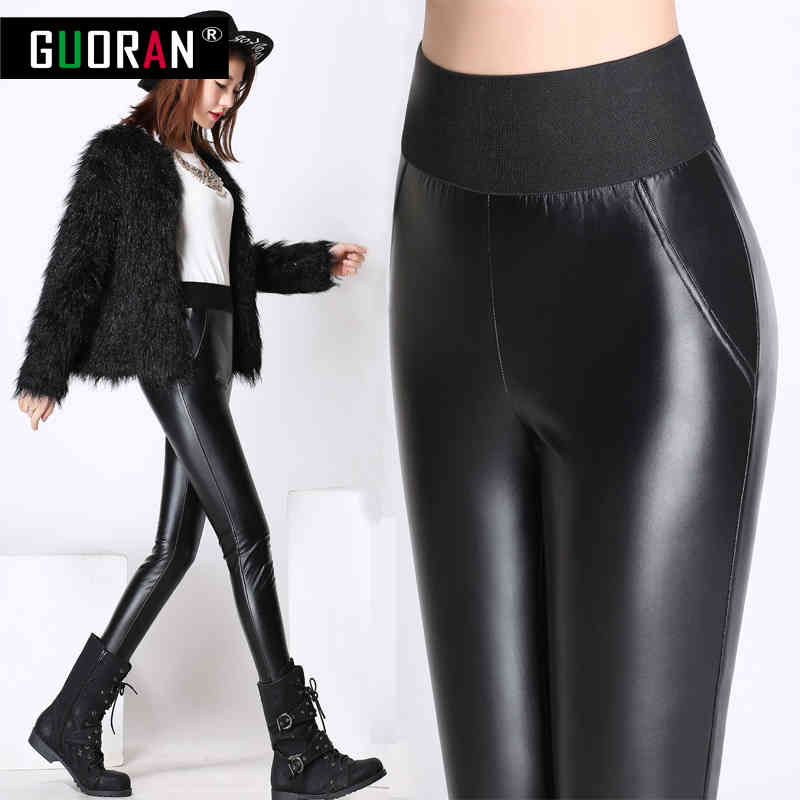 Thicken Winter PU Leather women pants high waist elastic fleece stretch Slim woman pencil pants female leggings plus size 210519, Black
Thicken Winter PU Leather women pants high waist elastic fleece stretch Slim woman pencil pants female leggings plus size 210519, Black