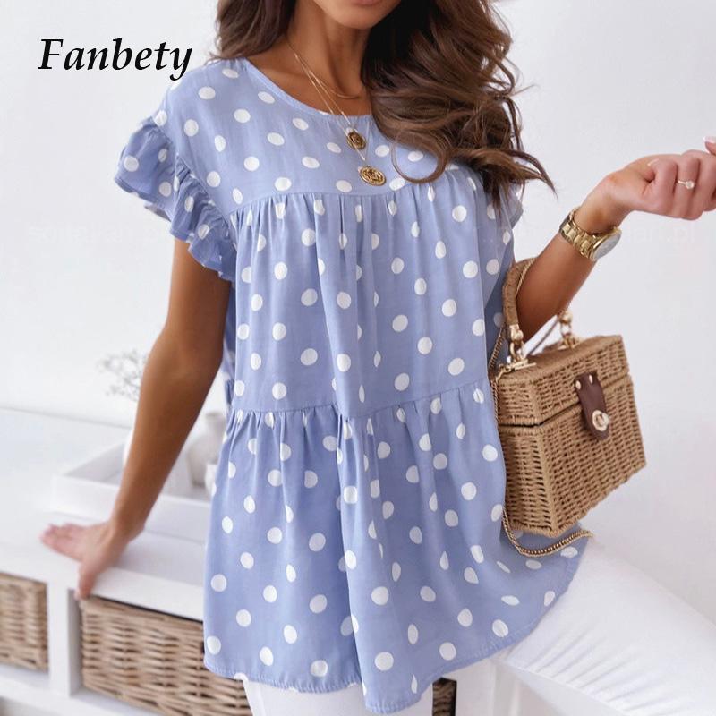 Women's Blouses & Shirts Women Fashion Polka Dot Shirt Blouse Summer Elegant Flying Sleeve Ruffle Loose 2021 Ladies Casual Tops Streetwears, White
Women's Blouses & Shirts Women Fashion Polka Dot Shirt Blouse Summer Elegant Flying Sleeve Ruffle Loose 2021 Ladies Casual Tops Streetwears, White
