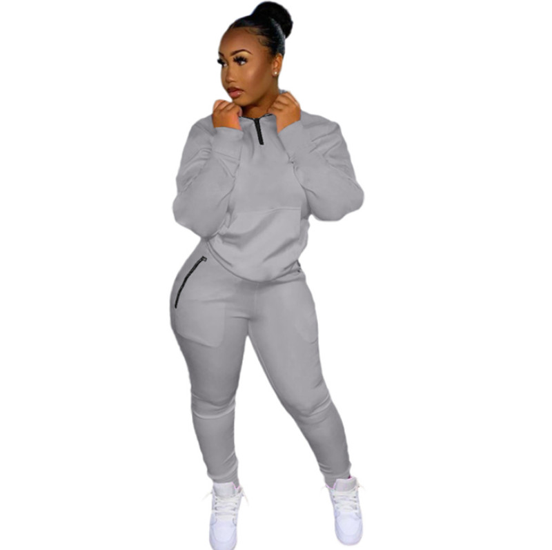 Fall Winter Women Tracksuits 2XL Long Sleeve Sweatsuits Pullover Hoodie Sweatpants Two Piece Set Workout Sportswear Active Wear Solid Outfits Wholesal
