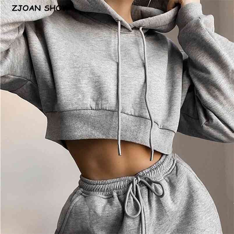 2 Pieces Set Harajuku Long Sleeve Hoodies Fleece Cropped Hooded Sweatshirt Elastic Waist Sport Pants Women Sweats 210429, Gray
2 Pieces Set Harajuku Long Sleeve Hoodies Fleece Cropped Hooded Sweatshirt Elastic Waist Sport Pants Women Sweats 210429, Gray