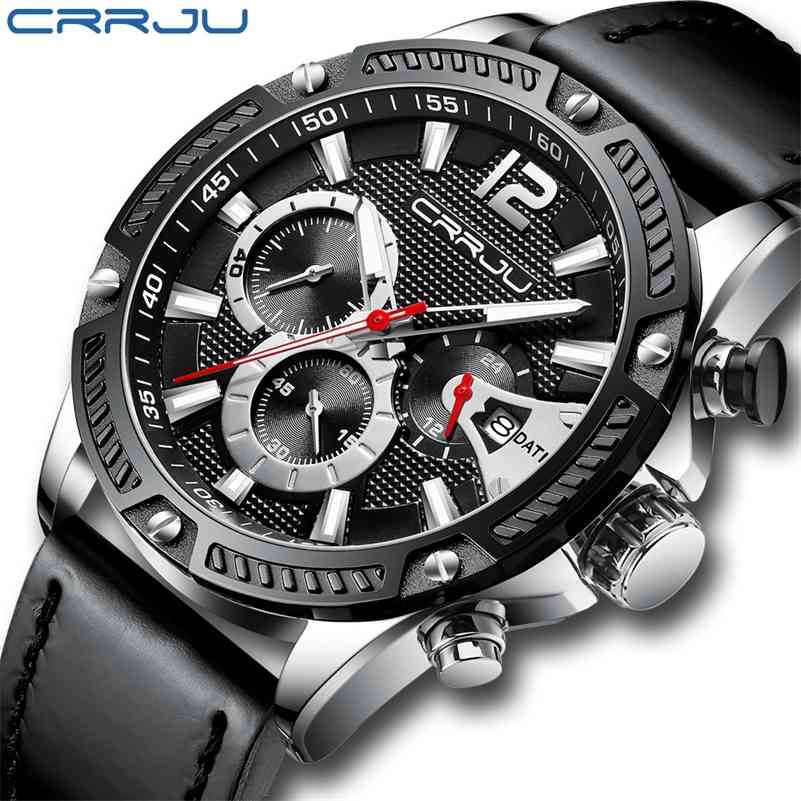 Men Watches CRRJU Casual Leather Watches for Mens Top Brand Luxury Fashion Chronograph Calendar Quartz Man Watches reloj hombre 210517, Black silver
Men Watches CRRJU Casual Leather Watches for Mens Top Brand Luxury Fashion Chronograph Calendar Quartz Man Watches reloj hombre 210517, Black silver