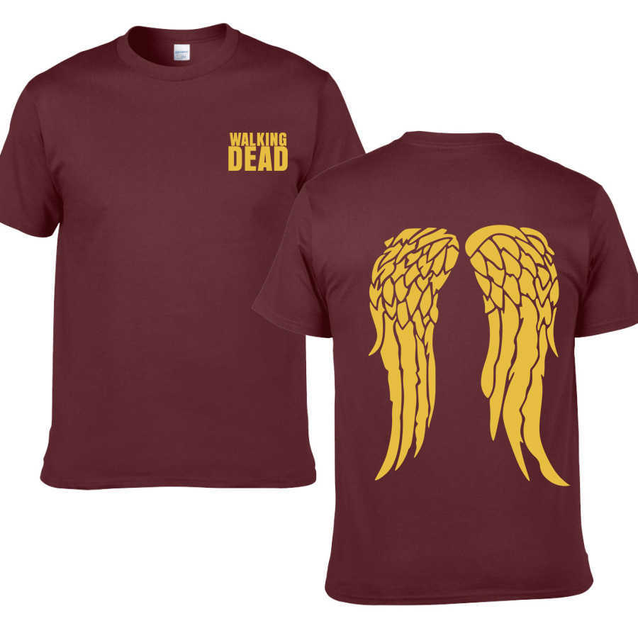 The Walking Dead Cotton Men T-Shirts Hip Hop Fashion cool T Shirts Loose creative streetwear Novelty angle top tee men 210629