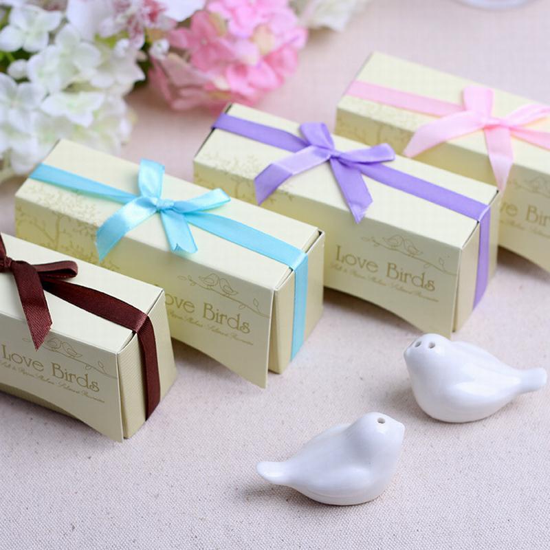 2021 Shipping Ceramics Love Bird Salt And Pepper Shaker Wedding Gifts For Guests articulos de fiesta Weding Souvenir