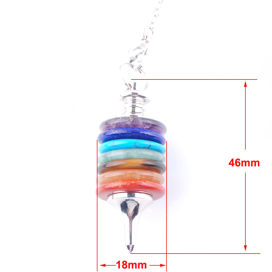 WOJIAER Natural Stone Pendulum Wicca Dowsing Reiki Pendant Wheels of Life Gems Jewelry 7 Chakra Pendulums Men Women Gift N3670