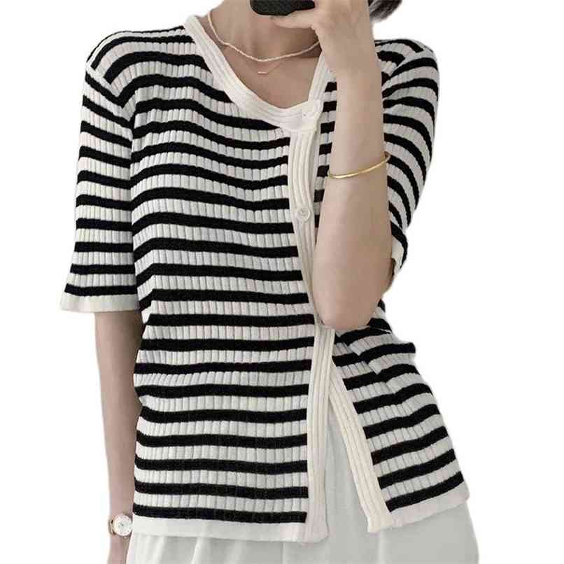 Ice silk knit cardigan temperament slim irregular short-sleeved top summer Korean fashion women' clothing 210520, White
Ice silk knit cardigan temperament slim irregular short-sleeved top summer Korean fashion women' clothing 210520, White