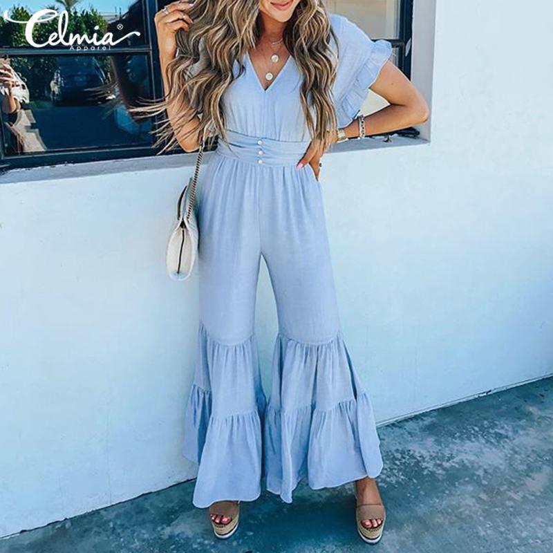 Women' Jumpsuits & Rompers Celmia Fashion Ruffles Wide Leg Pants Long 2021 Summer Short Sleeve Casual V Neck Plus Size Overalls, Black
Women' Jumpsuits & Rompers Celmia Fashion Ruffles Wide Leg Pants Long 2021 Summer Short Sleeve Casual V Neck Plus Size Overalls, Black