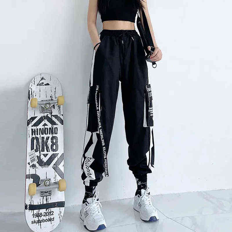 Women Cargo Pants High Waist Loose Sport Trousers Streetwear Clothing Plus Size Casual Pant Quality Elastic Bottom 211124