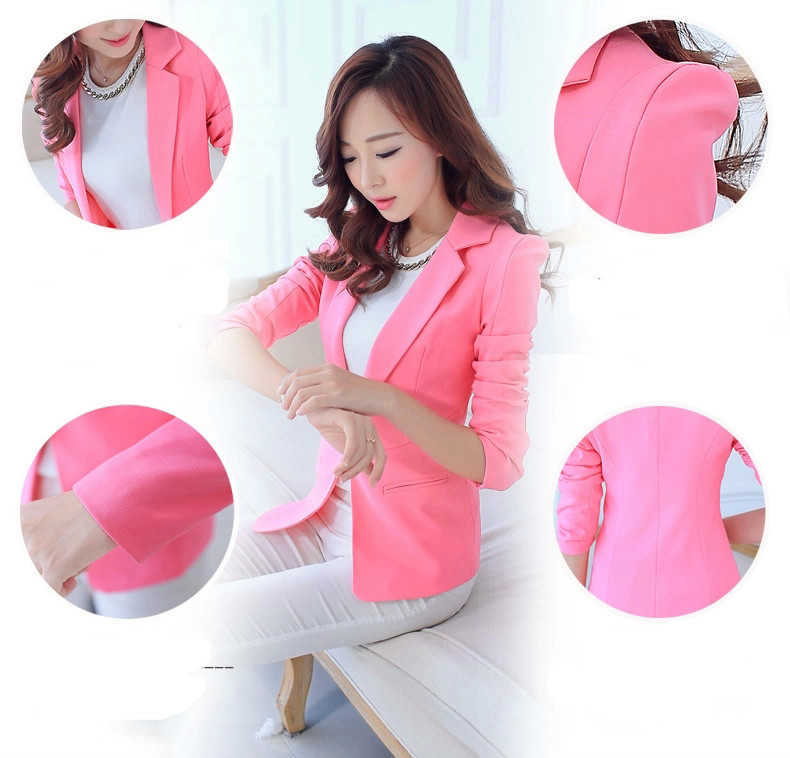PEONFLY Ladies Blazer Long Sleeve Blaser Women Suit jacket Female Feminine Femme Pink Blue White Black 210930