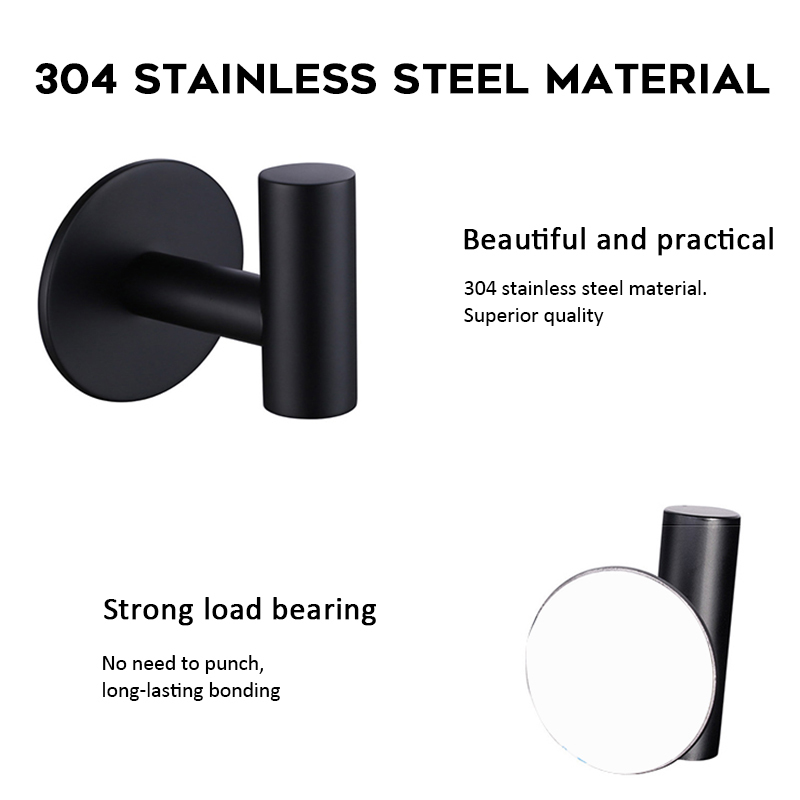 Kitchen Hook Self Adhesive Home Wall Door Hook Key Holder Stainless Steel Whaterproof Multi-Purpose Bathroom Storage Hooks