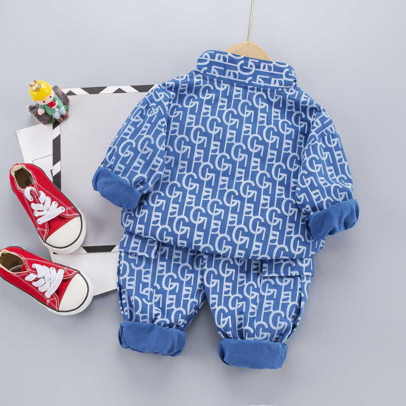 0-5 years Spring Boy Clothing set Casual Fashion Cartoon letter T-shirt+ Pant Kid Children baby toddler boy clothing 210615