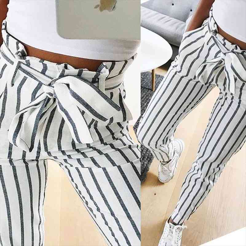 Fashion Autumn Women Casual Mid Waist Pants White Striped Bow Tie Drawstring Sweet Elastic Waist Pockets Casual Trousers, Black;white
Fashion Autumn Women Casual Mid Waist Pants White Striped Bow Tie Drawstring Sweet Elastic Waist Pockets Casual Trousers, Black;white