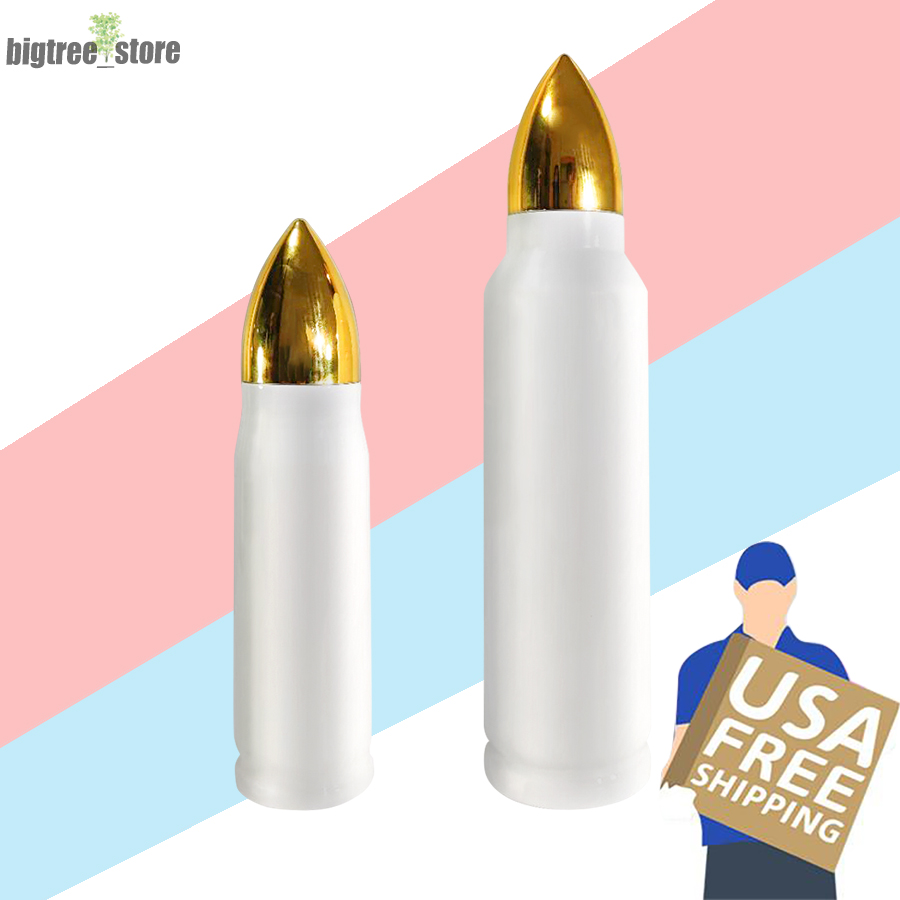 Local Warehouse 17oz 33oz Sublimation Bullet Tumbler Blanks White Bullets Bottle Stainless Steel Travel Mugs Customized DIY Double Insulated Bottles B