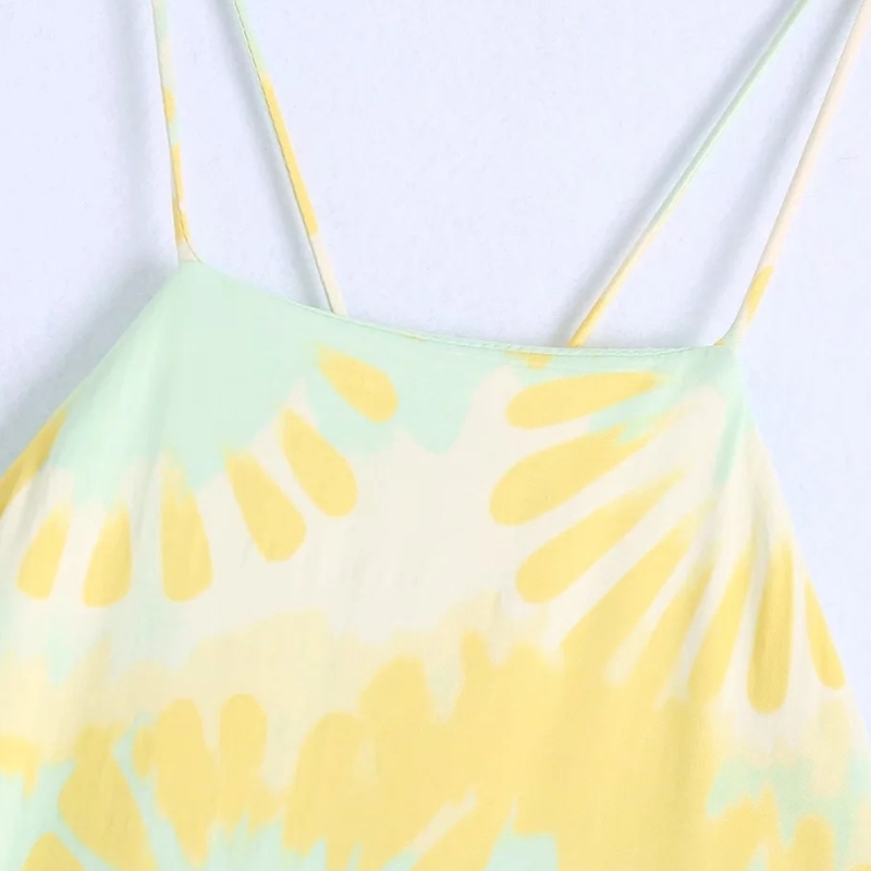 Summer Women Tie Dye Printing Suspender Mini Dress Female Backless Clothes Casual Lady Loose Vestido D7680 210430Z