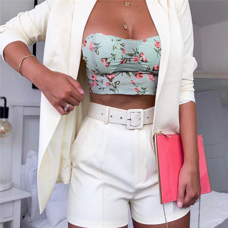autumn winter women blazer shorts set 2 piece set office suit plus size outfits jacket casual wide leg co ord set pants y0625