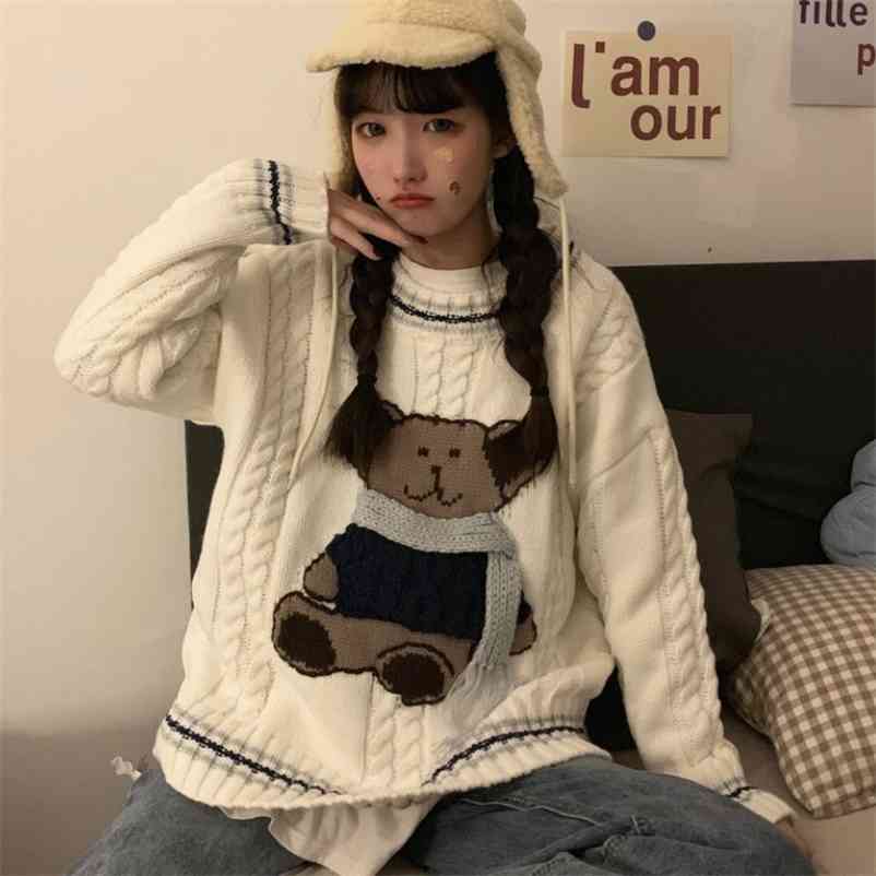 Pullovers Women Cartoon Knitted Kawaii Harajuku Striped Simple Sweater Warm Long Sleeve Winter Students School Streetwear 210519, White
Pullovers Women Cartoon Knitted Kawaii Harajuku Striped Simple Sweater Warm Long Sleeve Winter Students School Streetwear 210519, White