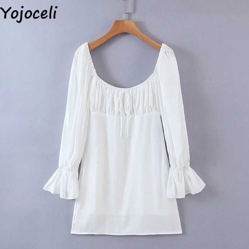 Yojoceli Sexy elegant off shoulder white dres Autumn casual cool short Daily bodycon vestidos 210609