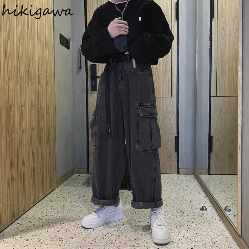 Hikigawa Baggy Jeans Plus Size Vintage Casual Women Pants Harajuku Y2k Pockets Men Trousers for Female Clothes Fashion Jean 210922