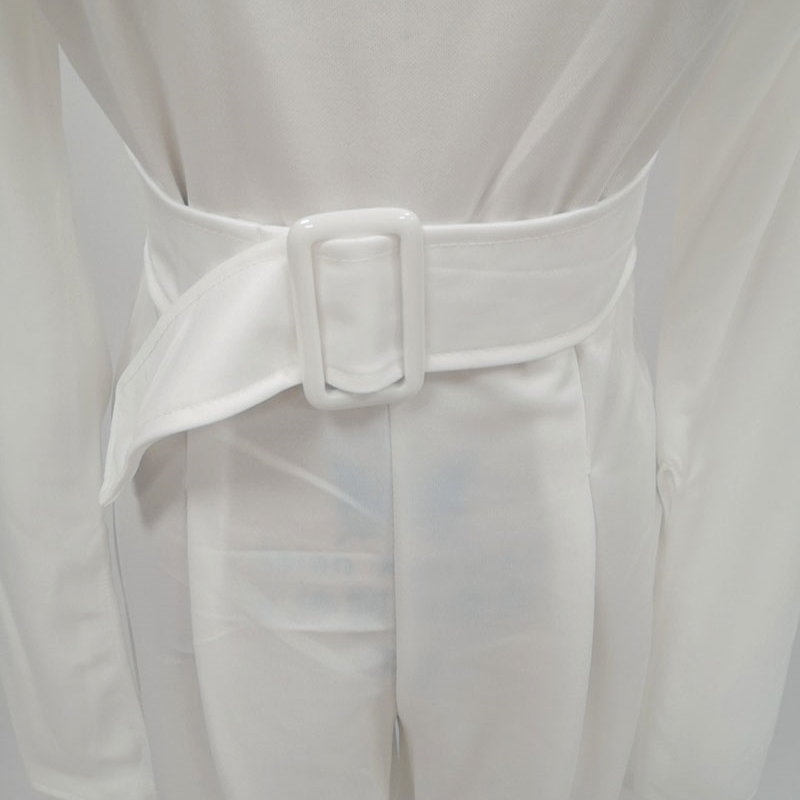 Fashion jumpsuit women long sleeve tops&long pants white bodysuit casual elegant office party plus size ladies 210520