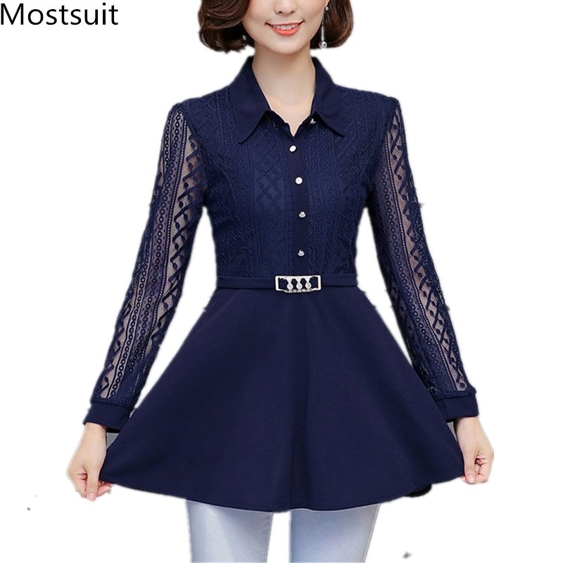 5xl Plus Size Lace Long Blouses Tunics Tops With Belt Women Sleeve Turn-down Collar Office Elegant Korean Shirts Blusas 210518, Blue
5xl Plus Size Lace Long Blouses Tunics Tops With Belt Women Sleeve Turn-down Collar Office Elegant Korean Shirts Blusas 210518, Blue