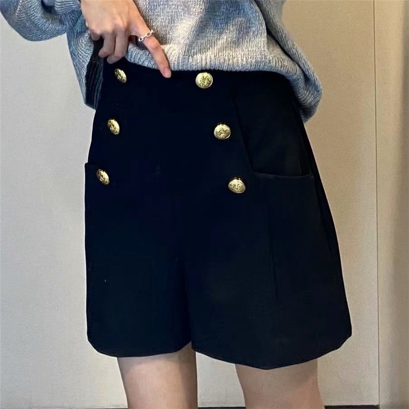Elegant Women Zipper High Waist Shorts Fashion Ladies Double Breasted Female Chic Pocket Clothes 210527