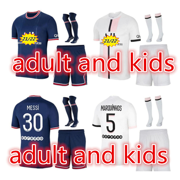 MESSI MBAPPE HAKIMI SERGIO RAMOS WIJNALDUM soccer jersey 21 22 Maillots football shirt 2021 2022 MARQUINHOS men + kids kit uniform enfants maillot de foot, 17