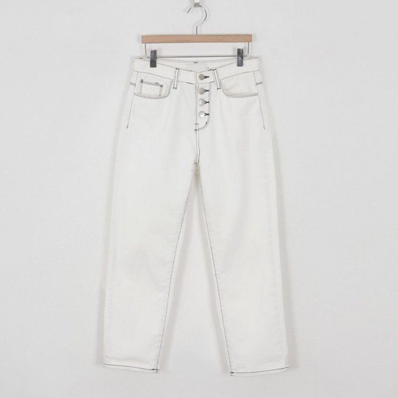 Women's Classic Allmatch Elastic White Straight Casual Pants Autumn Woman Jeans Korean Style for Women 10417 210518
