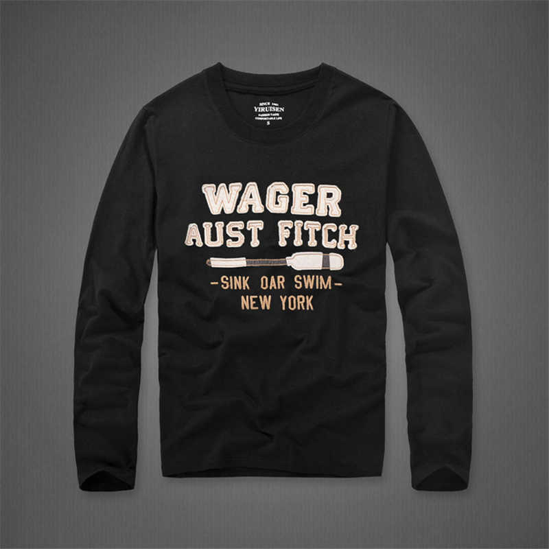 T shirt men 100% cotton embroidery long sleeve Tshirts O-Neck tops high quality 210707
