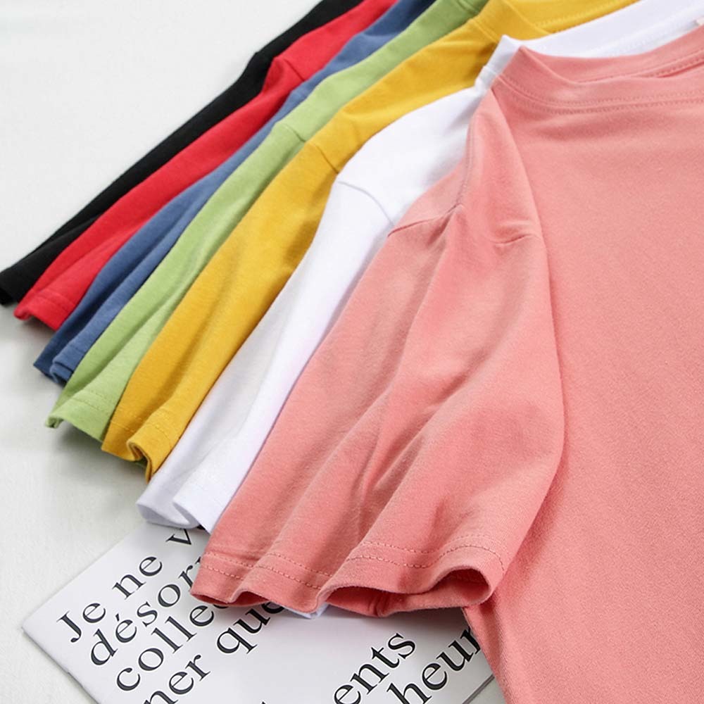 Tops Summer New Solid Color Basic Plain White T-Shirt Women Cotton OverSize Casual Short Sleeve tees O-Neck Loose Clothes 210406