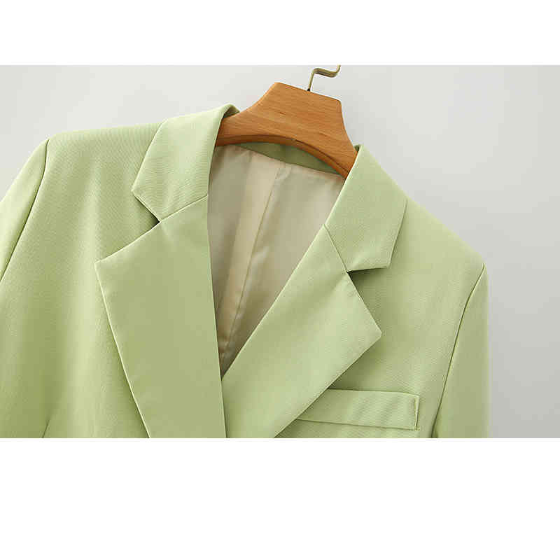 Women's Chic Double-Breasted Blazer Suit: Solid Color Short And Long Sleeve Coat