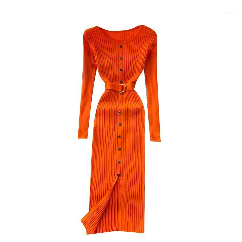 Casual Dresses Winter 2021 Women Elegant Long Sleeve Ribbed Sweater Dress With Belt Button Front Slit Sexy Knitted Bodycon Midi QQ-064, Black
Casual Dresses Winter 2021 Women Elegant Long Sleeve Ribbed Sweater Dress With Belt Button Front Slit Sexy Knitted Bodycon Midi QQ-064, Black