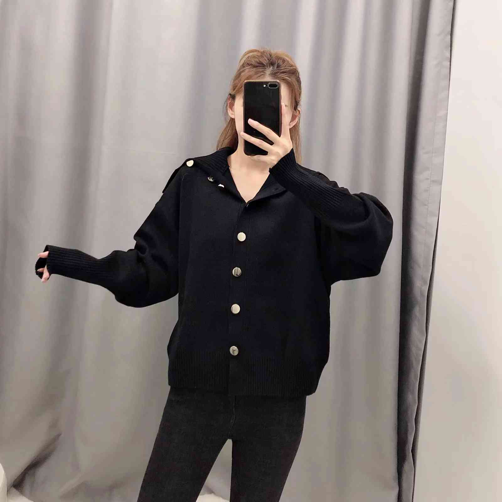 winter black cardigan women knitted sweater causal button long sleeve mujer warm jumper top thick 210521