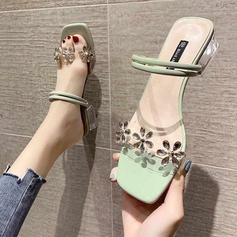 Transparent Heel Slippers Women Rhinestone PVC Summer Shoes Sweet Outdoor Open Toe Low Slides Mujer, Beige
Transparent Heel Slippers Women Rhinestone PVC Summer Shoes Sweet Outdoor Open Toe Low Slides Mujer, Beige
