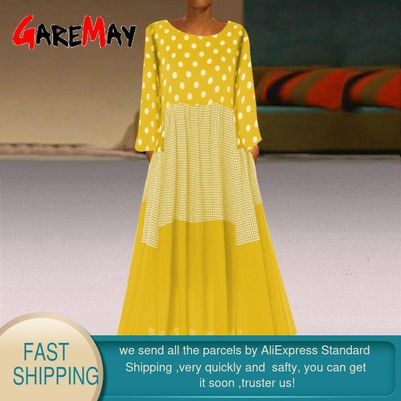 Vintage Polka Dot Long Party Dress Women Autumn Lace Patchwork Boho Wave Point Print Red Sleeves O-Neck 3 Beach 210428