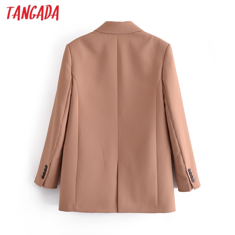 Women Elegant One Button Blazer Coat Vintage Notched Collar Pocket Fashion Female Chic Tops 3H270 210416