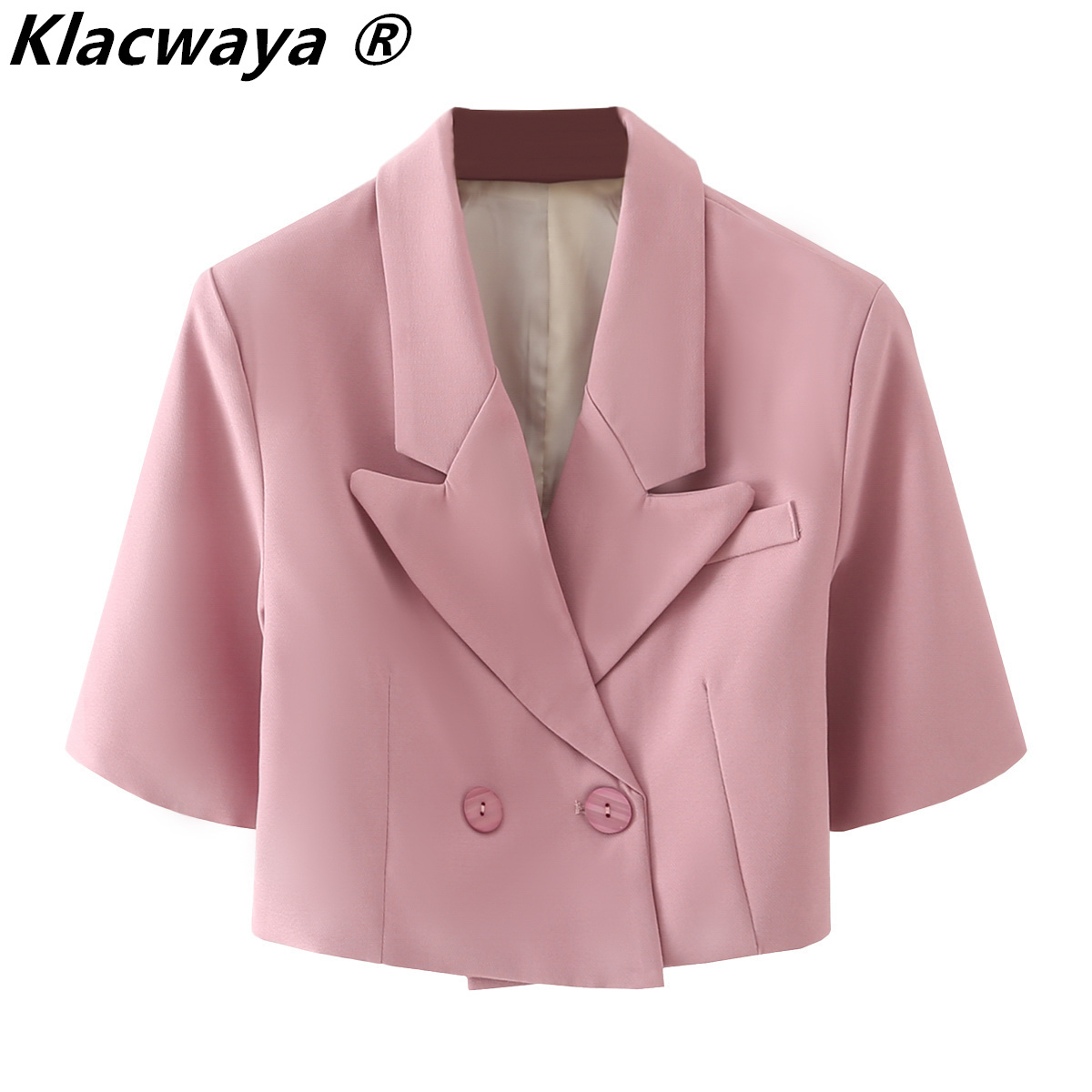 Woman Spring And Summer Women's Lapel Short-Sleeved Loose Short Pink Small Suit Jacket 210521
Woman Spring And Summer Women's Lapel Short-Sleeved Loose Short Pink Small Suit Jacket 210521