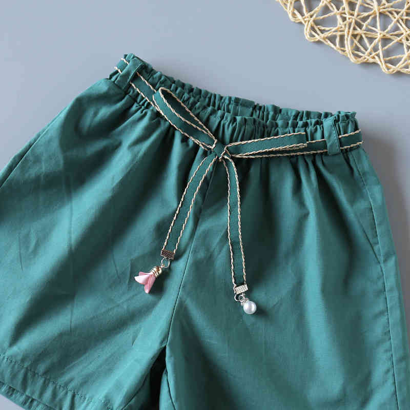 Fashion Flowers Flying Sleeves T-shirt + Solid Color Shorts Children's Clothes Summer Girls Clothing Set 210515