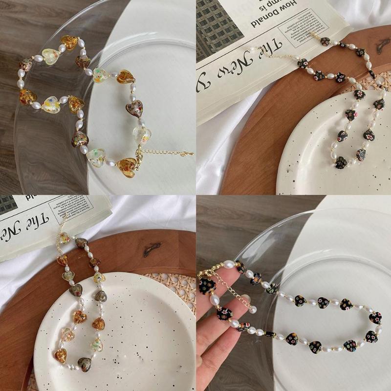 Chains Trendy Heart Shape Colored Glass Pearl Necklace Personality Simple Female Jewelry For Valentine's Day Gifts K7q5
Chains Trendy Heart Shape Colored Glass Pearl Necklace Personality Simple Female Jewelry For Valentine's Day Gifts K7q5