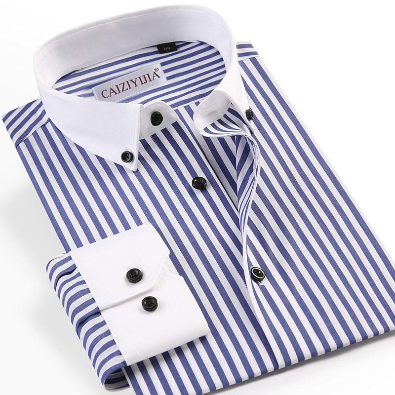 Men's Dress Shirts 100% Cotton White Collar Long Sleeve Striped Shirt Formal Business Work Button-down Regular Fit Smart Casual, Czlx37-153
Men's Dress Shirts 100% Cotton White Collar Long Sleeve Striped Shirt Formal Business Work Button-down Regular Fit Smart Casual, Czlx37-153