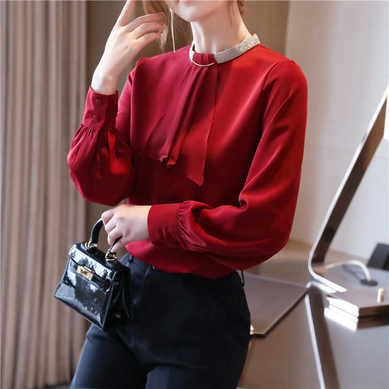 Korean Women Blouses Shirts Chiffon Woman Long Sleeve Bow Tie Ladies Top Plus Size 210604, Red
Korean Women Blouses Shirts Chiffon Woman Long Sleeve Bow Tie Ladies Top Plus Size 210604, Red