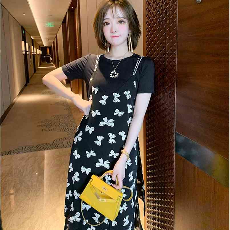 V-neck sling bowknot printed dress female + round neck T-shirt two-piece summer and Korean fashion women's clothing 210520, 2-piece set
V-neck sling bowknot printed dress female + round neck T-shirt two-piece summer and Korean fashion women's clothing 210520, 2-piece set