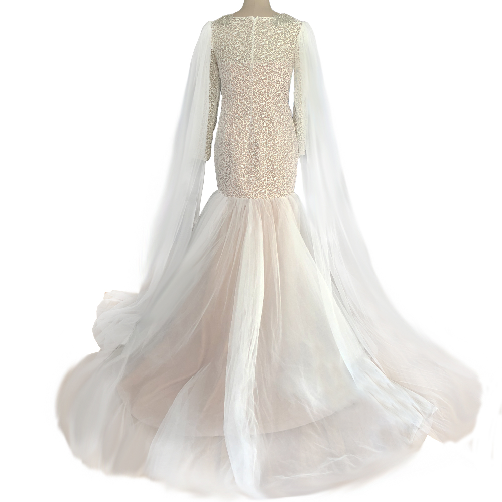 2022 Mermaid Wedding Dresses Deep V Neck Long Sleeve Sweep Train Illusion Bodice Appliques Crystal Beads Bridal Gowns robe de mariee