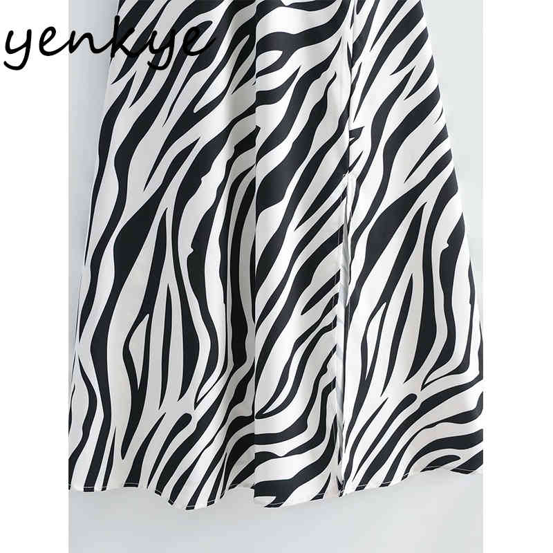 Vintage Zebra Striped Sling Sexy Dress Women V Neck High Waist A-line Casual Long Female Summer Night Out Vestido 210430